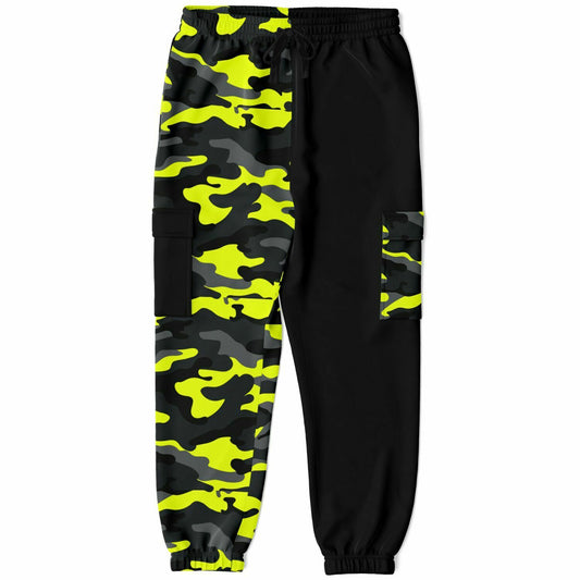 (A) Yellow Camouflage Two Tone Sweatpants